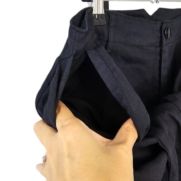 Anthropologie Linen Shirt-Tie Capri Pants Black Size 4 High Rise Cropped NWT - Picture 7 of 13